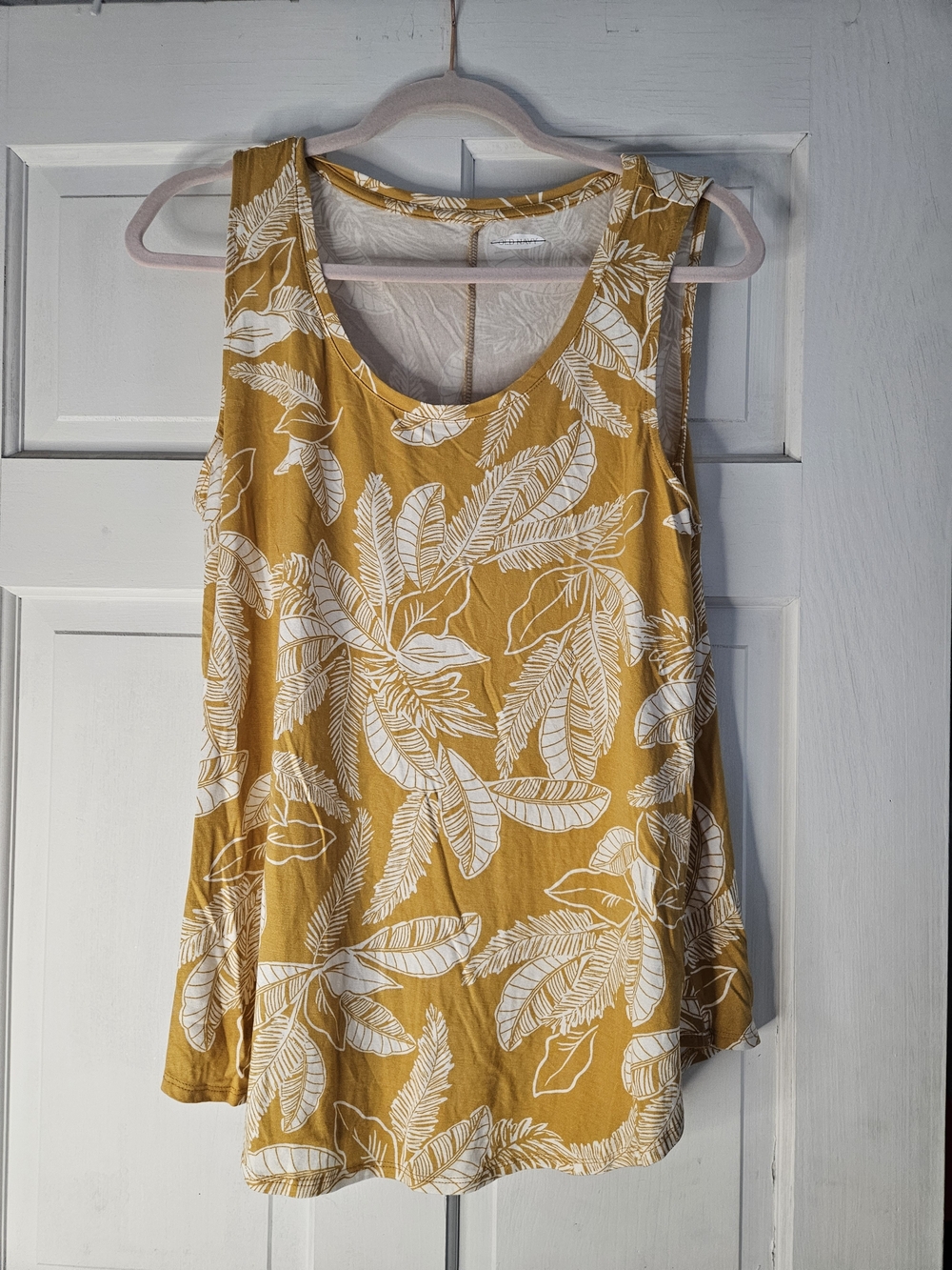 Women's Mustard Yellow Tropical Print Tank Top#207